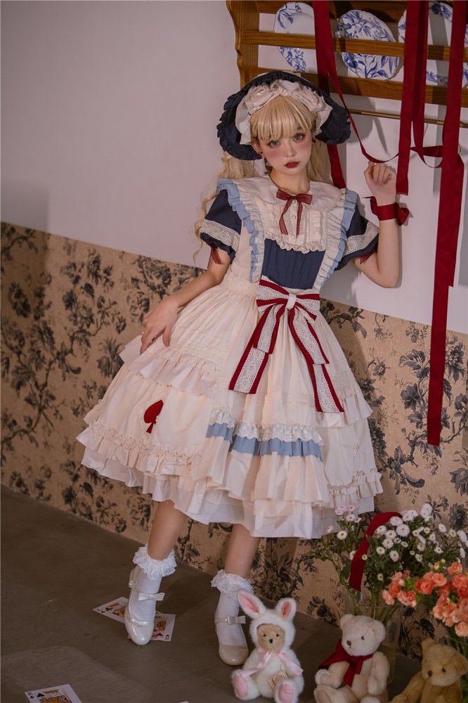Ari Koharu Bowknot Details Peter Pan Collar Short Puff Sleeves One Piece
