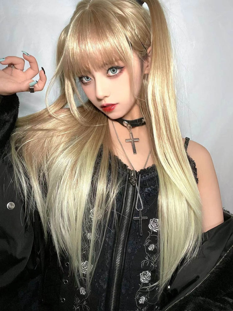 Long Straight Blonde Ombre Hair Wig