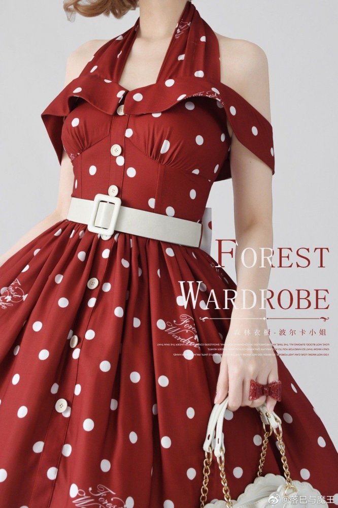 Miss PolkaPolka-dot PatternHalter Neck Jumper Skirt