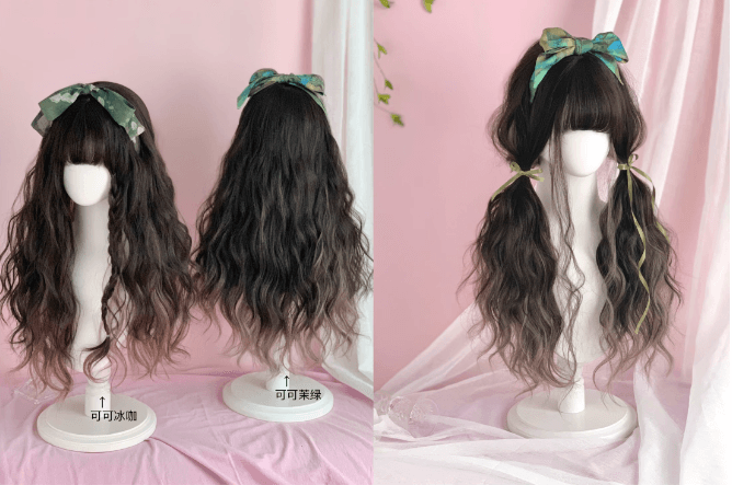 Highlight Hair Color Long Wavy Synthetic Wig 6 Colors