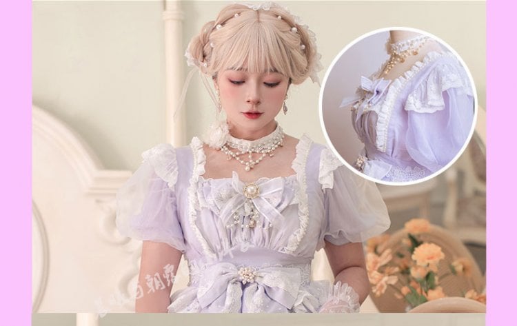 In Stock Garden Dance Short Puff Sleeves Elegant One Piece