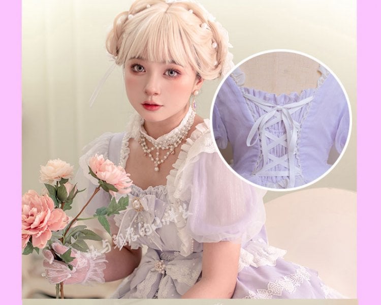 In Stock Garden Dance Short Puff Sleeves Elegant One Piece