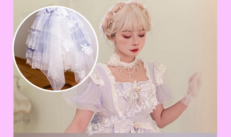 In Stock Garden Dance Short Puff Sleeves Elegant One Piece