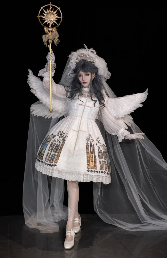 White Church Stained Window Jumper Skirt