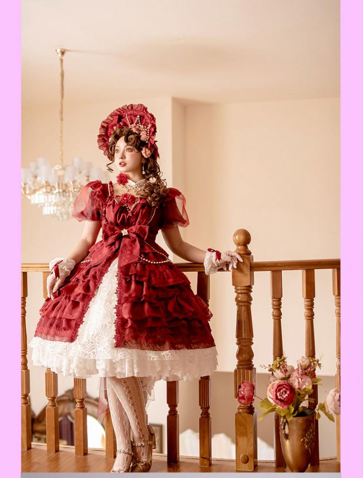 In Stock Garden Dance Short Puff Sleeves Elegant One Piece