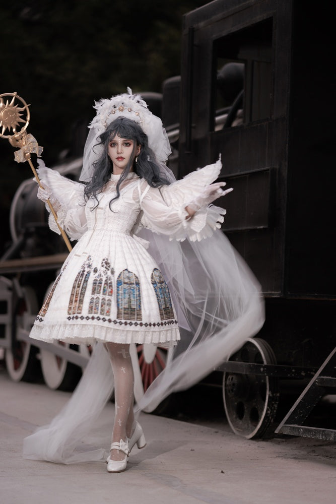 White Church Stained Window Jumper Skirt