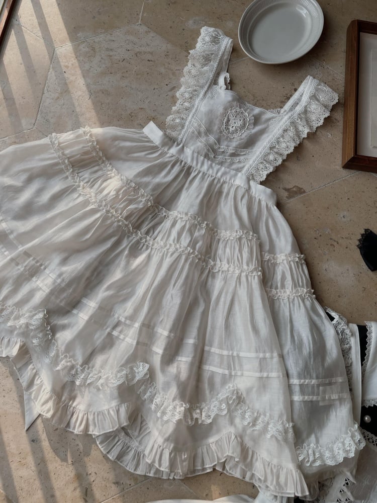 White Ruffle Scalloped Edge Trim Overdress