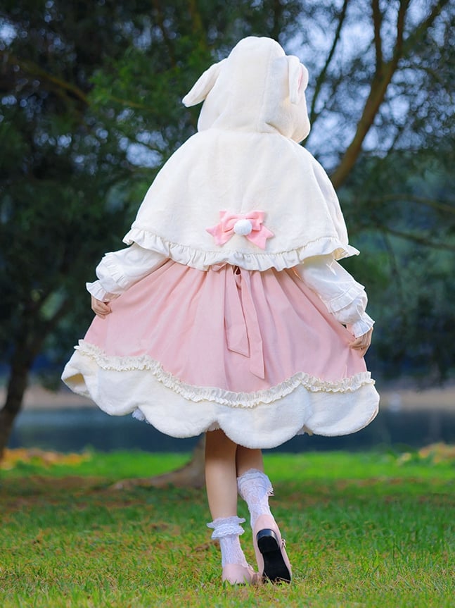 Pink Christmas Reindeer Embroidery Winter Jumper Skirt - Sukuroi