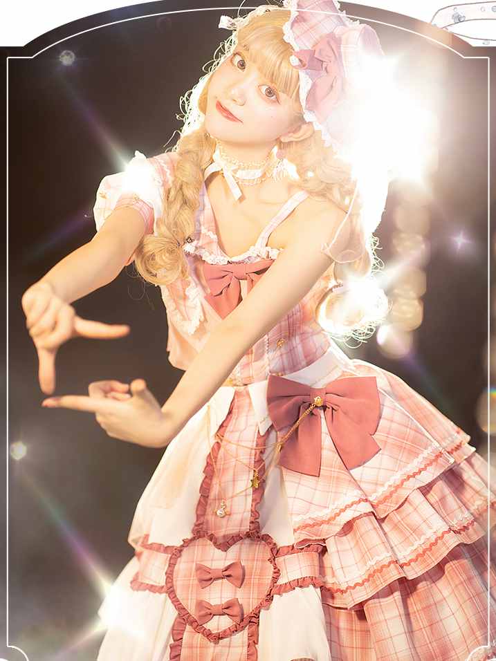 Pink Sniper Asymmetrical Neckline Top+ Tiered Skirt and Ruffle Trim SK Set