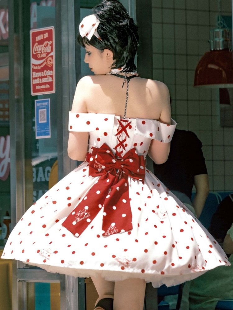 Miss PolkaPolka-dot PatternHalter Neck Jumper Skirt