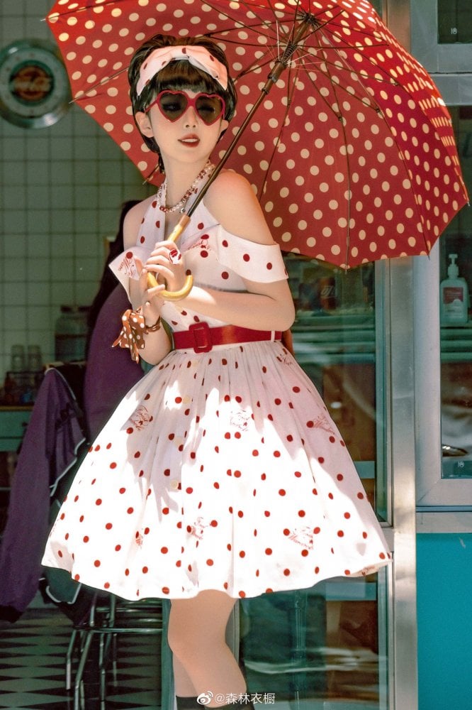 Miss PolkaPolka-dot PatternHalter Neck Jumper Skirt