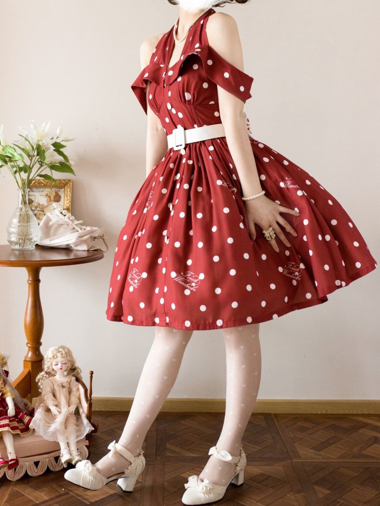 Miss PolkaPolka-dot PatternHalter Neck Jumper Skirt