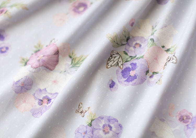 Pansy and Butterfly Print Summer Floral Dress One Piece