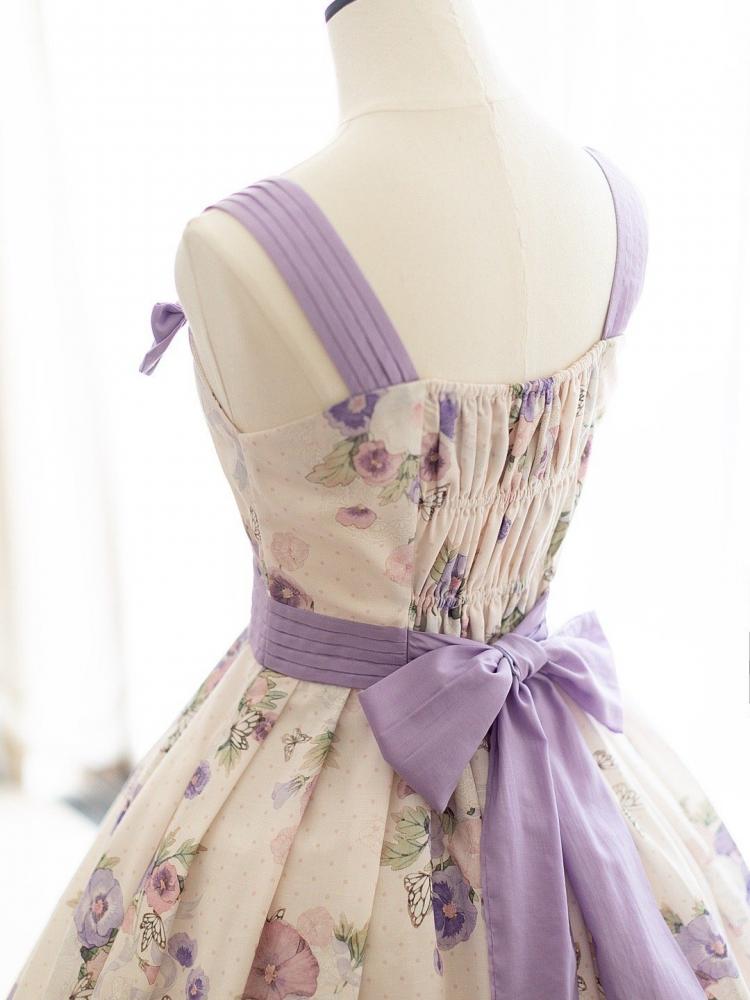 White Pansy Print Floral Dress Jumper Skirt