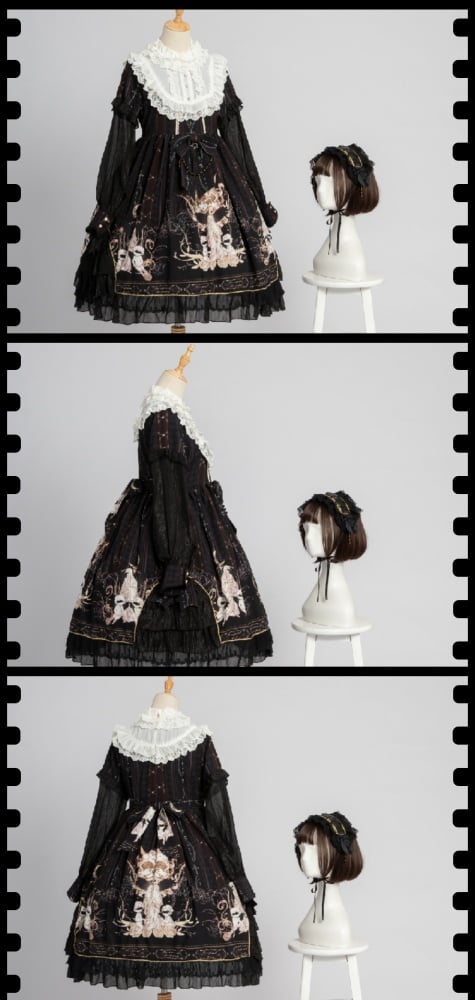 Color Black Reunite the World Long Sleeves One Piece Bust Size Available up to 106cm