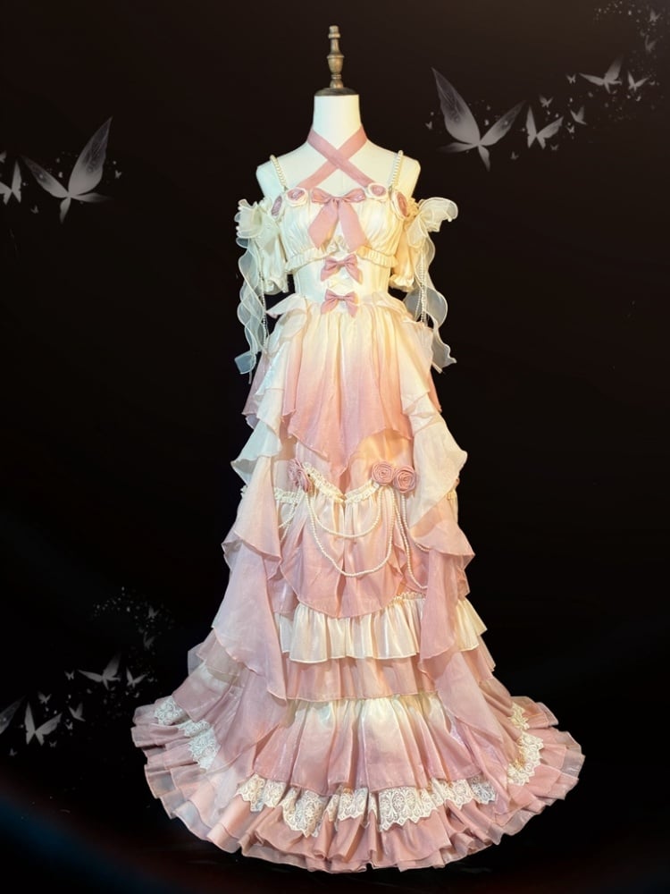 Pink Fairy Hanayome Gorgeous Princess Quinceanera Dress Full Set - Sukuroi