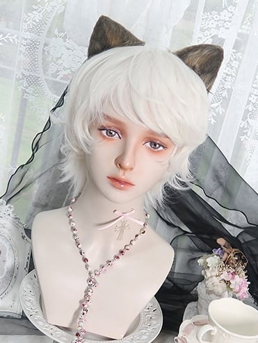 White Wavy Ouji Short Wig