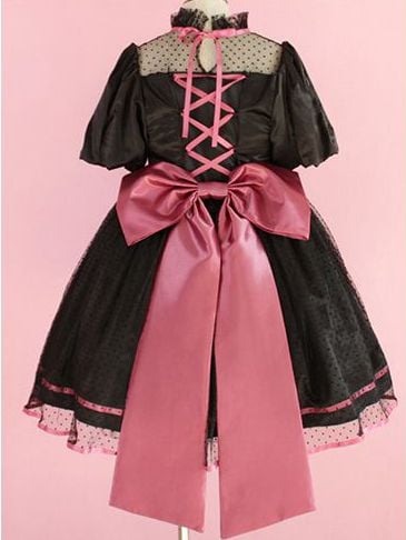 Jewel Heart Ruffle Neckline High Waist Lace-up Closure at Back Short Sleeves One Piece