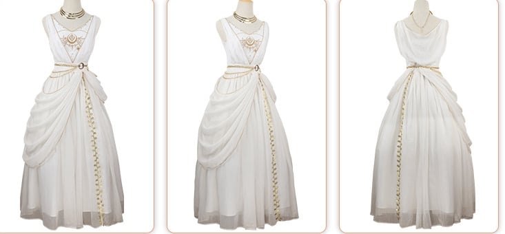 Greek Myth Inspired Elegant Maxi Dress White Jumper Skirt/Full Set