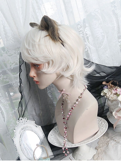 White Wavy Ouji Short Wig