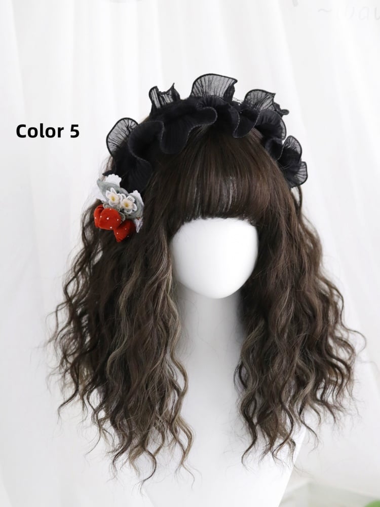 5 Colors Medium Length Curly Synthetic Wig Highlight Hair Color