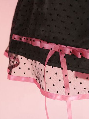 Jewel Heart Ruffle Neckline High Waist Lace-up Closure at Back Short Sleeves One Piece