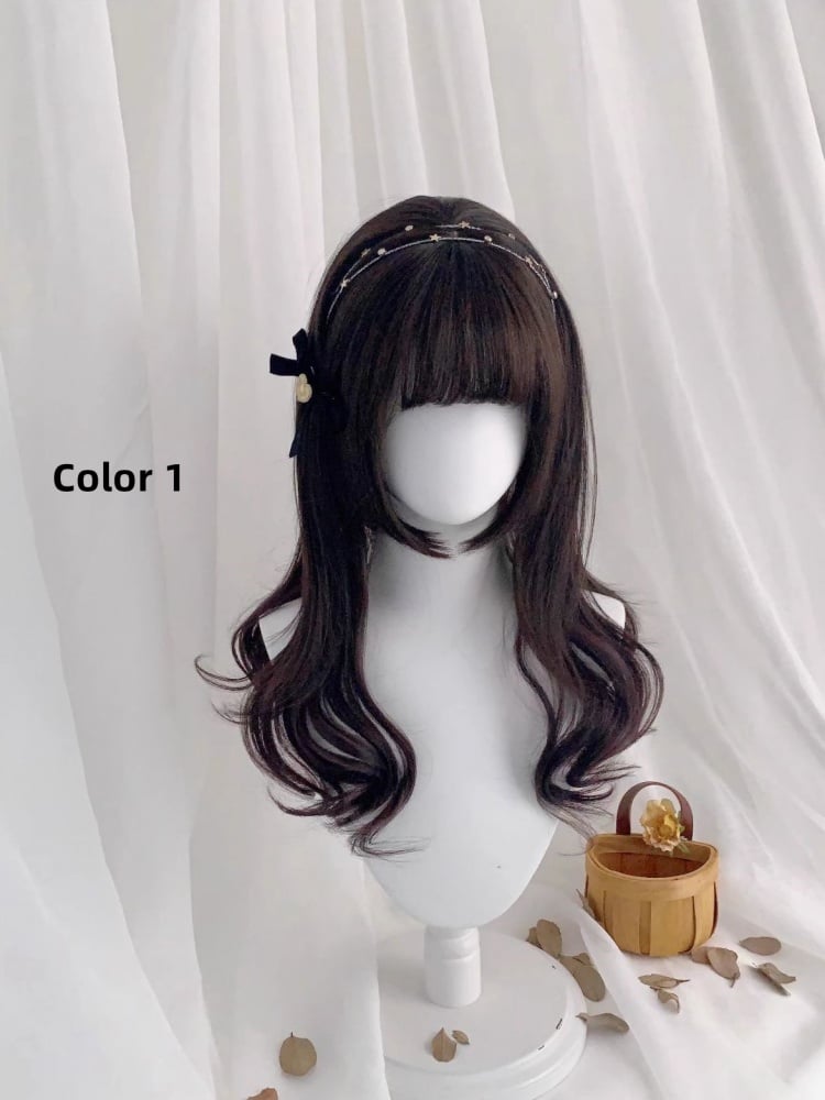 Highlight Hair Color Medium Length Wavy Synthetic Wig 5 Colors