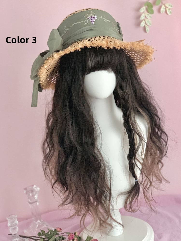 Highlight Hair Color Long Wavy Synthetic Wig 6 Colors