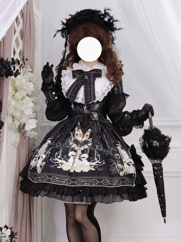 Color Black Reunite the World Long Sleeves One Piece Bust Size Available up to 106cm