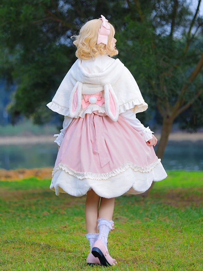Pink Christmas Reindeer Embroidery Winter Jumper Skirt - Sukuroi