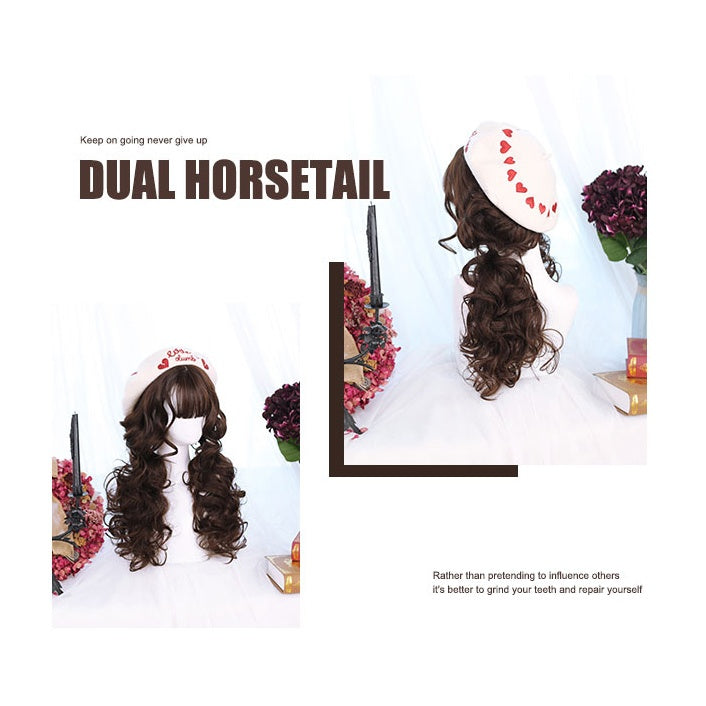 Caramel and Milk Tea Curly Medium Length Synthetic Wig