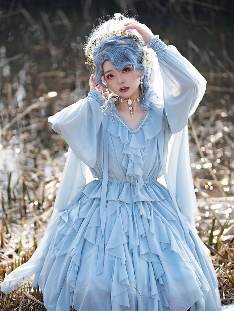 Detachable Cape Irregular Hemline JSK