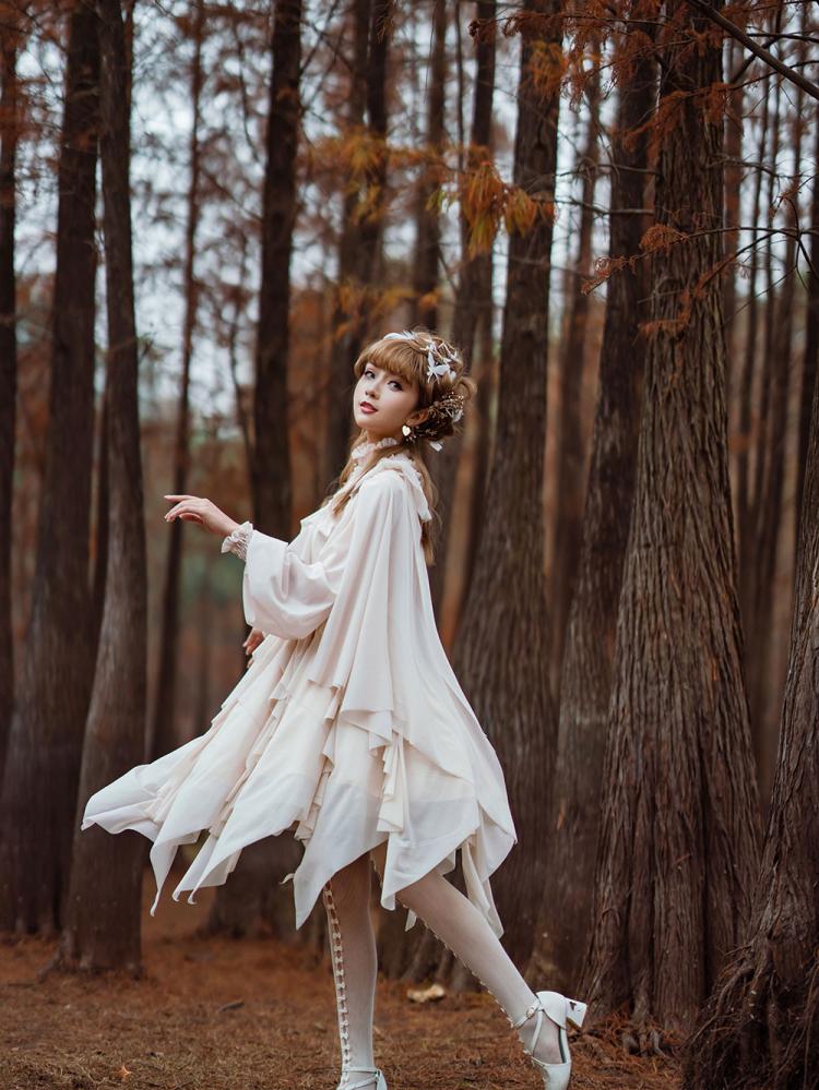 Detachable Cape Irregular Hemline JSK