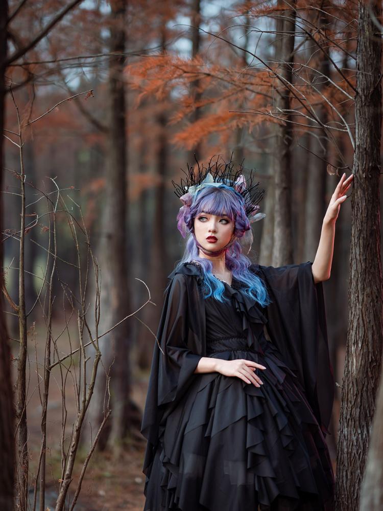 Detachable Cape Irregular Hemline JSK