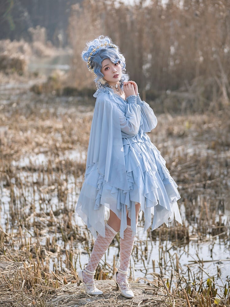 Detachable Cape Irregular Hemline JSK