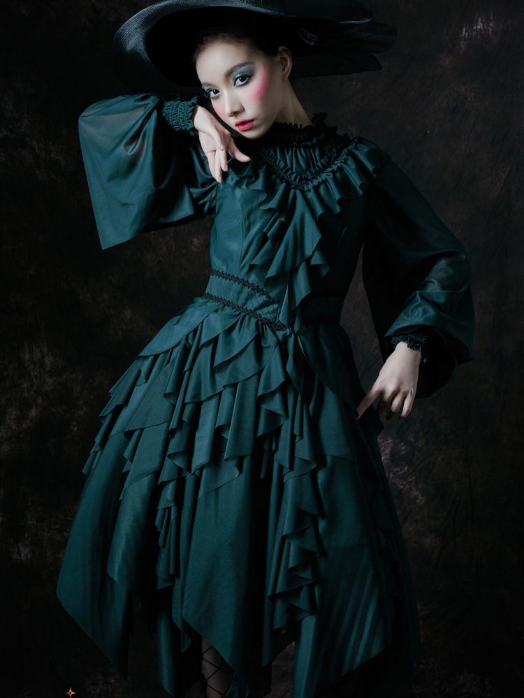 Detachable Cape Irregular Hemline JSK