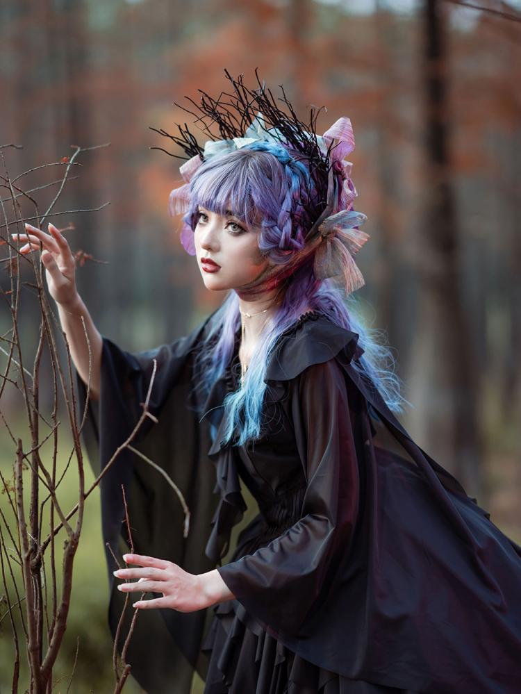 Detachable Cape Irregular Hemline JSK