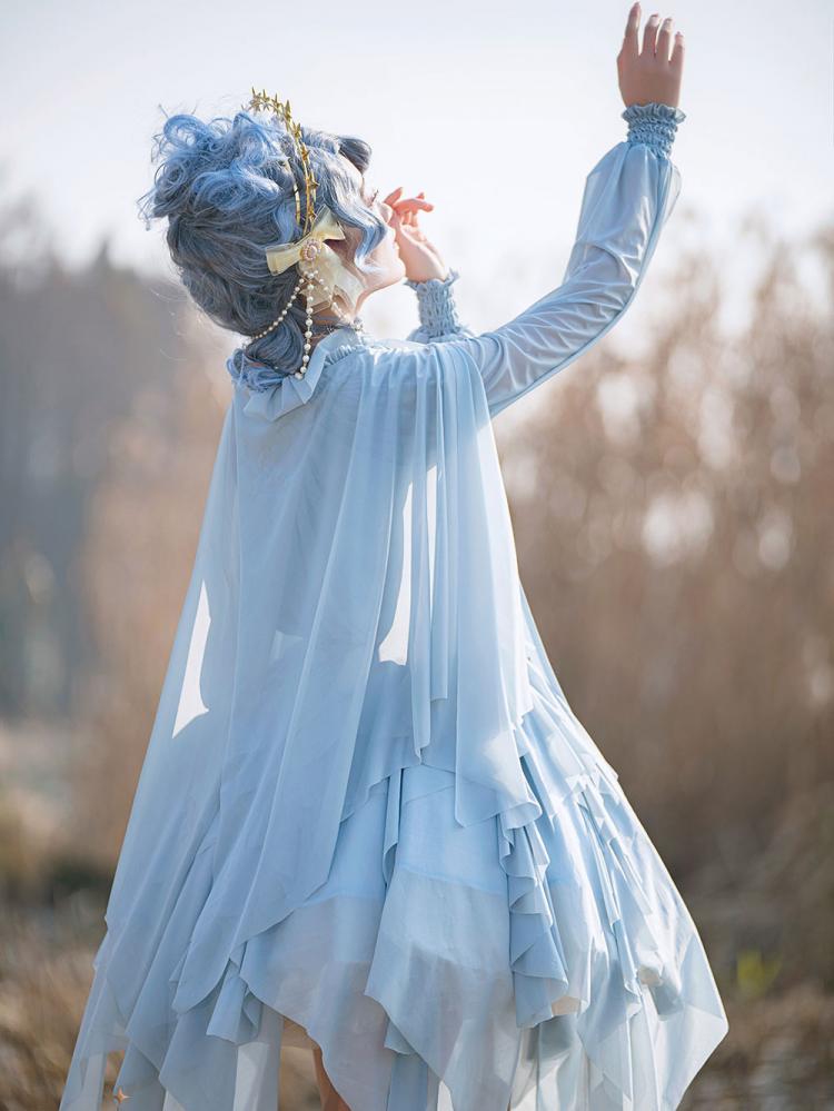 Detachable Cape Irregular Hemline JSK