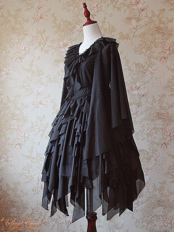 Detachable Cape Irregular Hemline JSK