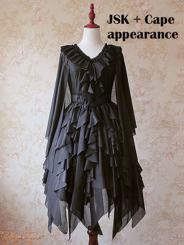 Detachable Cape Irregular Hemline JSK