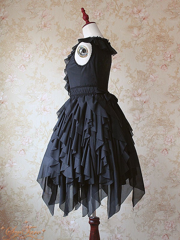 Detachable Cape Irregular Hemline JSK