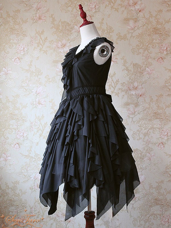 Detachable Cape Irregular Hemline JSK