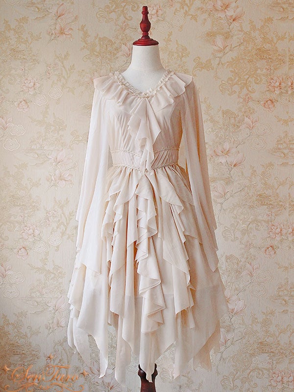 Detachable Cape Irregular Hemline JSK