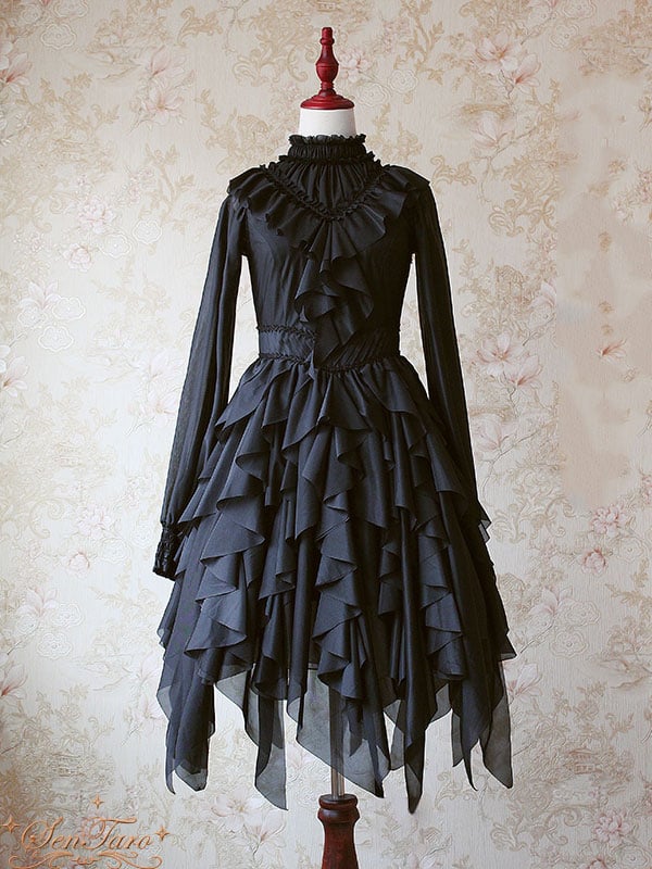 Detachable Cape Irregular Hemline JSK