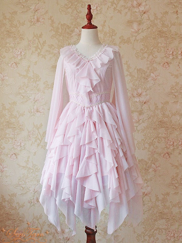 Detachable Cape Irregular Hemline JSK