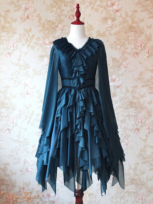 Detachable Cape Irregular Hemline JSK