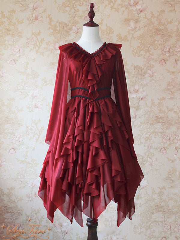 Detachable Cape Irregular Hemline JSK