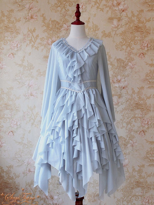 Detachable Cape Irregular Hemline JSK