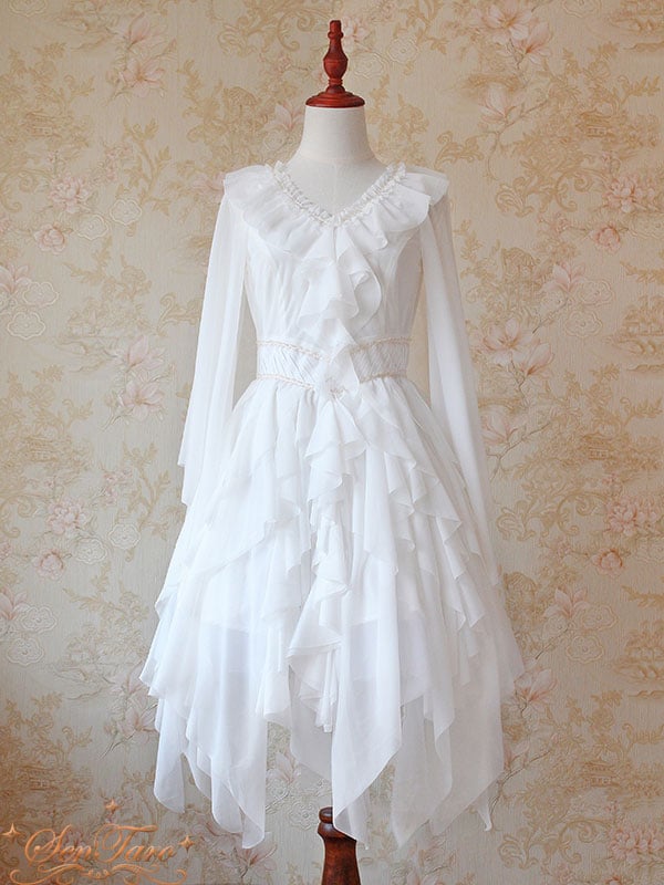 Detachable Cape Irregular Hemline JSK