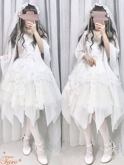 Detachable Cape Irregular Hemline JSK